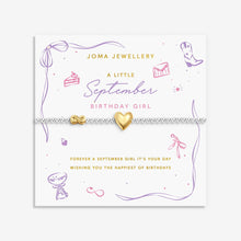 Load image into Gallery viewer, JOMA JEWELLERY | BIRTH MONTH A LITTLE | SEPTEMBER SILVER AND GOLD PLATED BRACELET