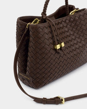 Load image into Gallery viewer, KATIE LOXTON | NOVA HAND WOVEN TOP HANDLE BAG | CHOCOLATE
