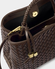Load image into Gallery viewer, KATIE LOXTON | NOVA HAND WOVEN TOP HANDLE BAG | CHOCOLATE