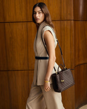 Load image into Gallery viewer, KATIE LOXTON | NOVA HAND WOVEN TOP HANDLE BAG | CHOCOLATE
