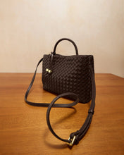 Load image into Gallery viewer, KATIE LOXTON | NOVA HAND WOVEN TOP HANDLE BAG | CHOCOLATE