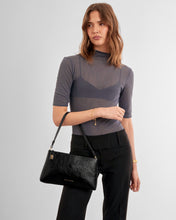 Load image into Gallery viewer, KATIE LOXTON | ORIN TWIST LOCK SMALL SHOULDER BAG | BLACK DISTRESSED BLACK