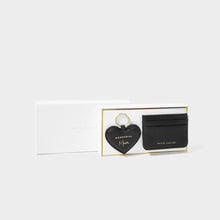 Load image into Gallery viewer, KATIE LOXTON | HEART KEYRING & CARD HOLDER SET | WONDERFUL MUM | BLACK