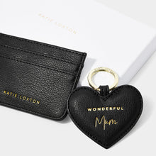 Load image into Gallery viewer, KATIE LOXTON | HEART KEYRING & CARD HOLDER SET | WONDERFUL MUM | BLACK
