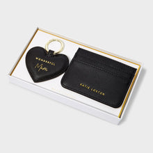 Load image into Gallery viewer, KATIE LOXTON | HEART KEYRING & CARD HOLDER SET | WONDERFUL MUM | BLACK