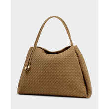 Load image into Gallery viewer, KATIE LOXTON | NOVA HAND WOVEN LARGE SHOULDER BAG | LIGHT CARAMEL SUEDETTE