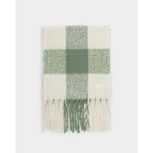 Load image into Gallery viewer, KATIE LOXTON | RECYCLED CHECKED TASSEL SCARF | GRAPHITE GREEN