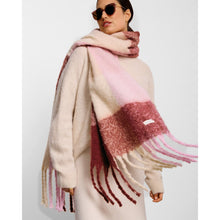 Load image into Gallery viewer, KATIE LOXTON | RECYCLED CHECKED TASSEL SCARF | PINK/BURGUNDY/CREAM