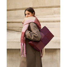 Load image into Gallery viewer, KATIE LOXTON | RECYCLED CHECKED TASSEL SCARF | PINK/BURGUNDY/CREAM