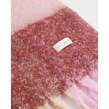Load image into Gallery viewer, KATIE LOXTON | RECYCLED CHECKED TASSEL SCARF | PINK/BURGUNDY/CREAM