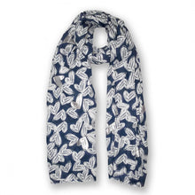 Load image into Gallery viewer, KATIE LOXTON | METALLIC SCARF | SCATTERED HEART PRINT | NAVY