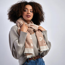 Load image into Gallery viewer, KATIE LOXTON | DOUBLE SIDED BLANKET SCARF ANIMAL PRINT NATURAL