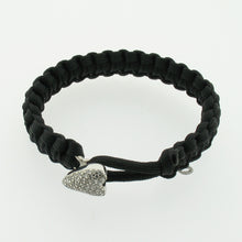 Load image into Gallery viewer, SOLDIER TO SOLDIER | BLACK PARACHUTE CORD BRACELET SILVER CZ CLASP