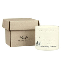 Load image into Gallery viewer, EAST OF INDIA | TEA LIGHT HOLDER | LIVE SIMPLY LAUGH A LOT

