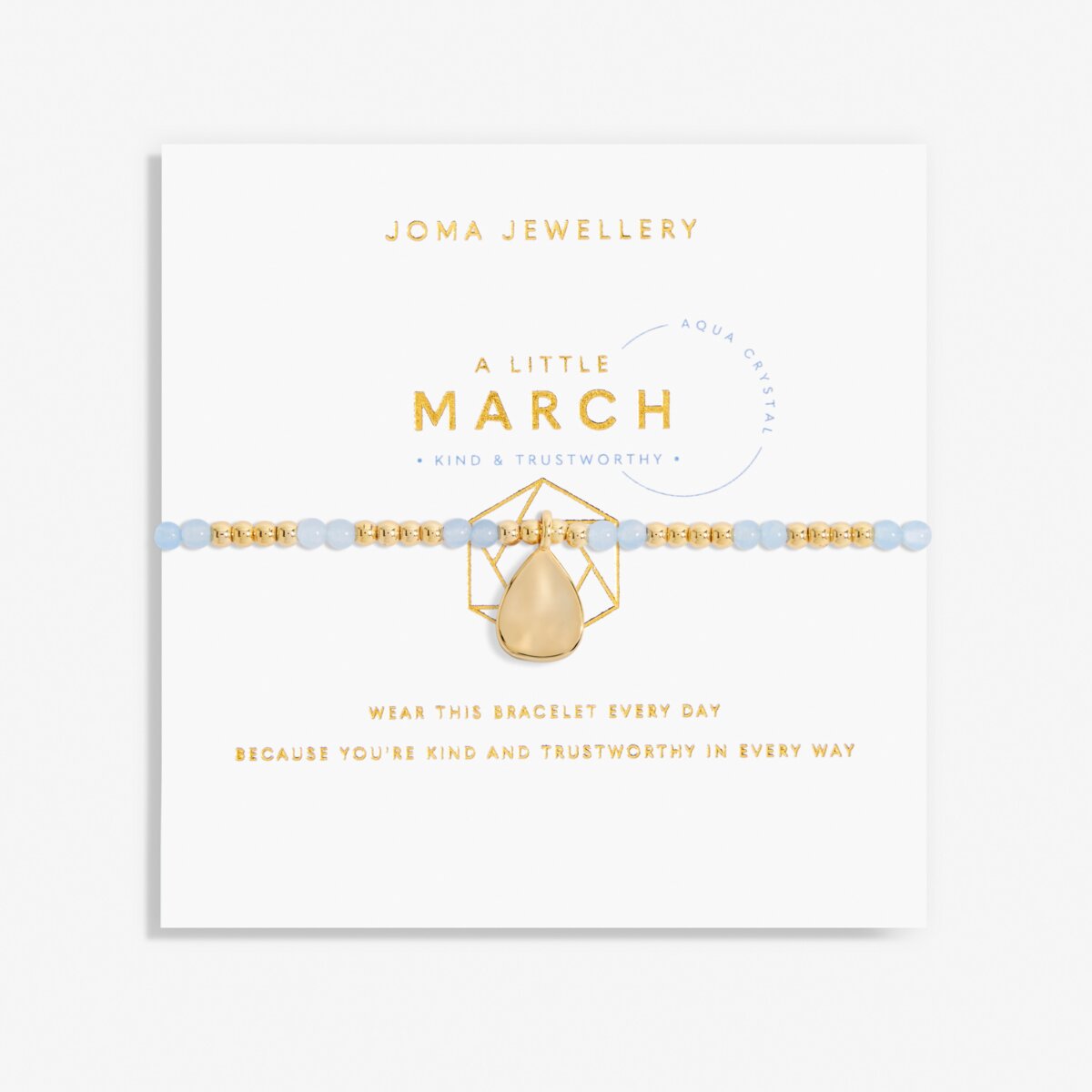 JOMA JEWELLERY | A LITTLE | MARCH AQUASTONE | GOLD BRACELET