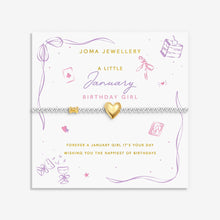Load image into Gallery viewer, JOMA JEWELLERY | BIRTH MONTH A LITTLE | JANUARY SILVER AND GOLD PLATED BRACELET
