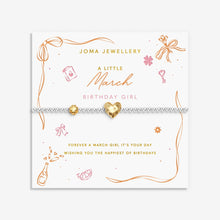 Load image into Gallery viewer, JOMA JEWELLERY | BIRTH MONTH A LITTLE | MARCH SILVER AND GOLD PLATED BRACELET
