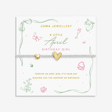 Load image into Gallery viewer, JOMA JEWELLERY | BIRTH MONTH A LITTLE | APRIL SILVER AND GOLD PLATED BRACELET
