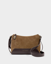 Load image into Gallery viewer, KATIE LOXTON | CHARLBURY CROSSBODY BAG | CARAMEL SUEDETTE &amp; BITTER CHOCOLATE
