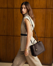 Load image into Gallery viewer, KATIE LOXTON | NOVA HAND WOVEN TOP HANDLE BAG | CHOCOLATE
