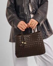 Load image into Gallery viewer, KATIE LOXTON | NOVA HAND WOVEN TOP HANDLE BAG | CHOCOLATE

