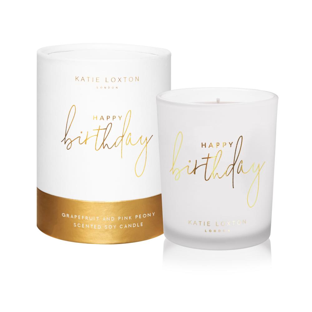 KATIE LOXTON | SENTIMENT CANDLE | HAPPY BIRTHDAY | GRAPEFRUIT AND PINK PEONY