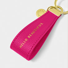 Load image into Gallery viewer, KATIE LOXTON | SENTIMENT LOOP KEYRING | HELLO BEAUTIFUL | CERISE
