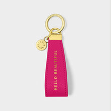 Load image into Gallery viewer, KATIE LOXTON | SENTIMENT LOOP KEYRING | HELLO BEAUTIFUL | CERISE
