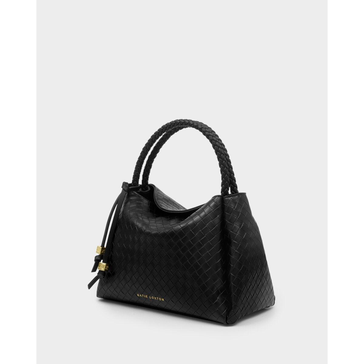 KATIE LOXTON | NOVA WOVEN TEXTURE TOP HANDLE BAG | BLACK