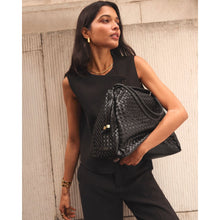 Load image into Gallery viewer, KATIE LOXTON | NOVA HAND WOVEN LARGE SHOULDER BAG | BLACK
