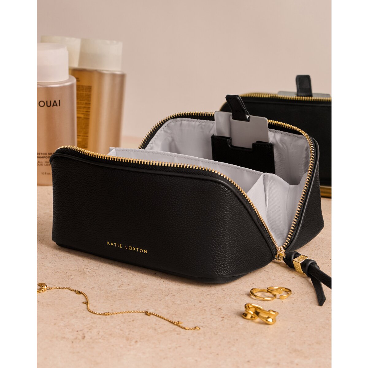 KATIE LOXTON | FOLD-OUT MIRROR MAKE UP BAG | BLACK