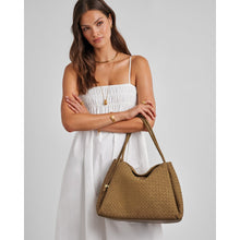 Load image into Gallery viewer, KATIE LOXTON | NOVA HAND WOVEN LARGE SHOULDER BAG | LIGHT CARAMEL SUEDETTE
