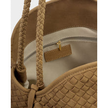 Load image into Gallery viewer, KATIE LOXTON | NOVA HAND WOVEN LARGE SHOULDER BAG | LIGHT CARAMEL SUEDETTE
