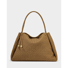 Load image into Gallery viewer, KATIE LOXTON | NOVA HAND WOVEN LARGE SHOULDER BAG | LIGHT CARAMEL SUEDETTE
