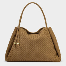 Load image into Gallery viewer, KATIE LOXTON | NOVA HAND WOVEN LARGE SHOULDER BAG | LIGHT CARAMEL SUEDETTE

