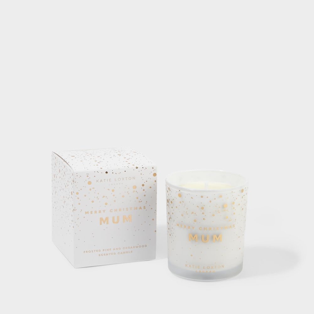 KATIE LOXTON | SENTIMENT CANDLE | MERRY CHRISTMAS MUM | FROSTED PINE AND CEDARWOOD