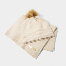 Load image into Gallery viewer, KATIE LOXTON | BOXED FINE KNITTED HAT AND SCARF SET | EGGSHELL
