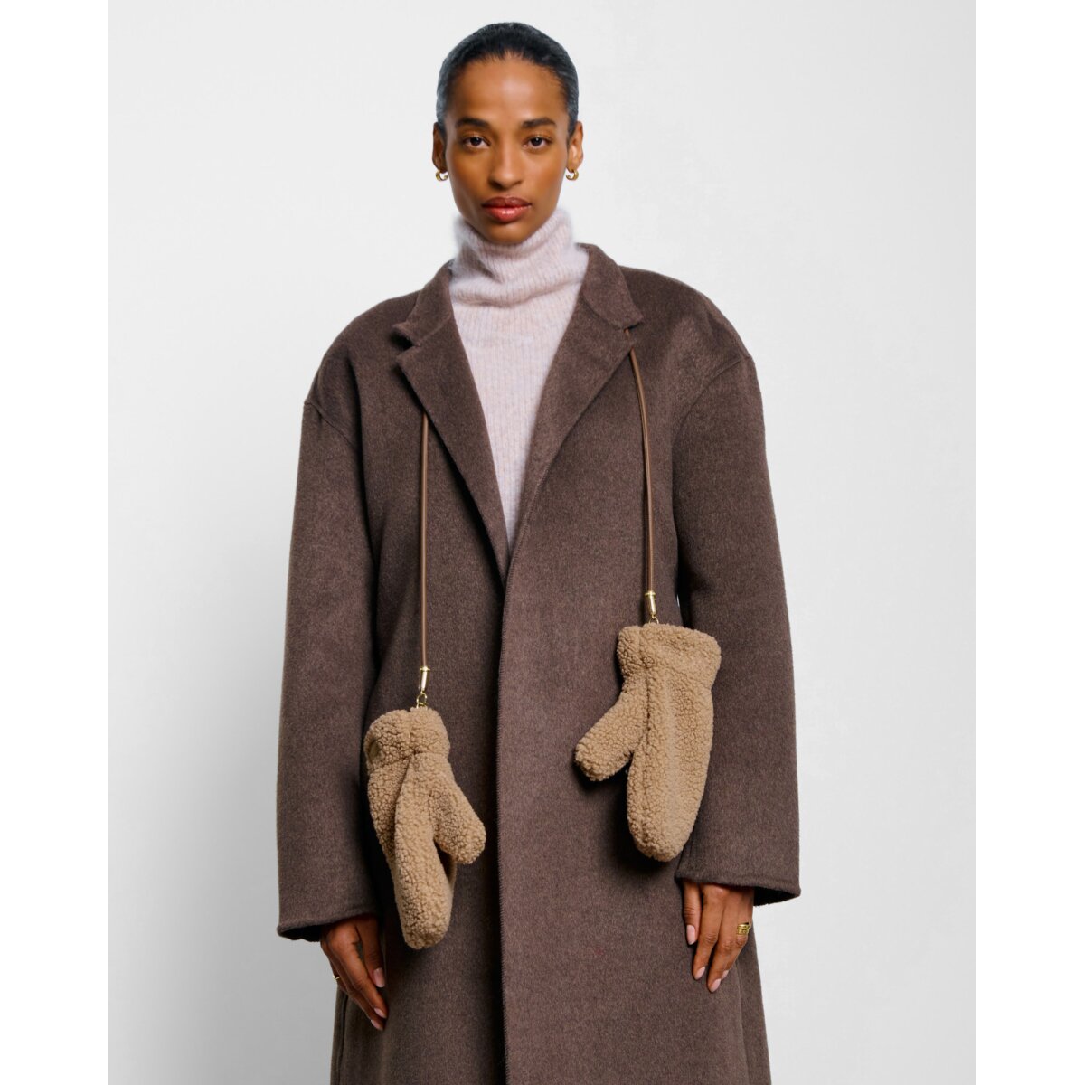 KATIE LOXTON | TEDDY MITTENS WITH CORD | TAN