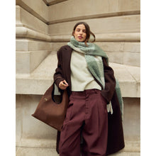 Load image into Gallery viewer, KATIE LOXTON | RECYCLED CHECKED TASSEL SCARF | GRAPHITE GREEN
