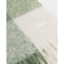 Load image into Gallery viewer, KATIE LOXTON | RECYCLED CHECKED TASSEL SCARF | GRAPHITE GREEN
