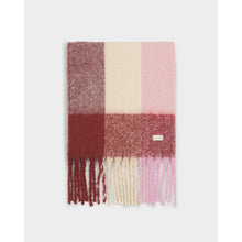 Load image into Gallery viewer, KATIE LOXTON | RECYCLED CHECKED TASSEL SCARF | PINK/BURGUNDY/CREAM

