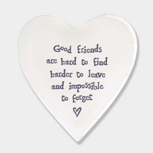Load image into Gallery viewer, EAST OF INDIA PORCELAIN COASTER GOOD FRIENDS ARE HEARD TO FIND
