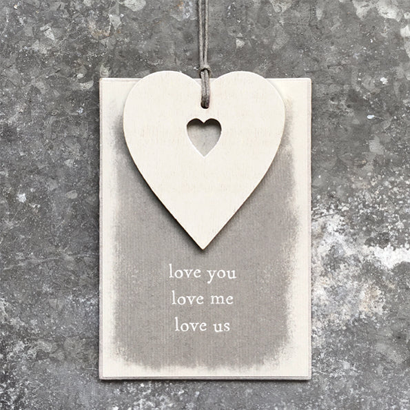 EAST OF INDIA CREAM HEART TAG LOVE ME LOVE YOU LOVE US GIFT TAG