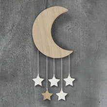 Load image into Gallery viewer, EAST OF INDIA WOODEN MOON WITH HANGING STARS BABY
