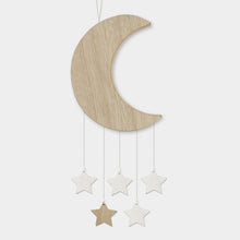 Load image into Gallery viewer, EAST OF INDIA WOODEN MOON WITH HANGING STARS BABY
