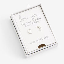 Load image into Gallery viewer, JOMA JEWELLERY | TREASURE THE LITTLE THINGS | LOVE YOU TO THE MOON AND BACK | SILVER EARRINGS
