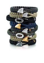 Load image into Gallery viewer, SOLDIER TO SOLDIER | BLACK PARACHUTE CORD BRACELET GOLD CZ CLASP

