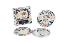 Load image into Gallery viewer, SUPER MUM WHITE FLORAL COMPACT MIRROR IN GIFT BOX
