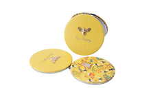 Load image into Gallery viewer, THE BEEKEEPER BEE HAPPY YELLOW GOLD COMPACT MIRROR
