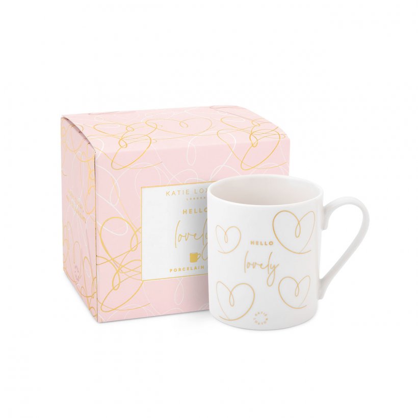 KATIE LOXTON | BOXED PORCELAIN MUG | HELLO LOVELY | WHITE AND GOLD